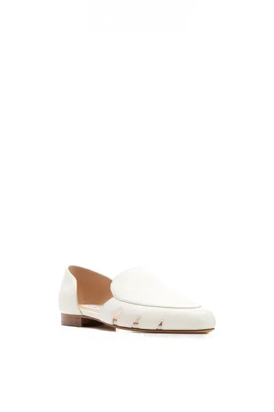 Gabriela Hearst Rory Cutout Textured-leather Loafers In Cream