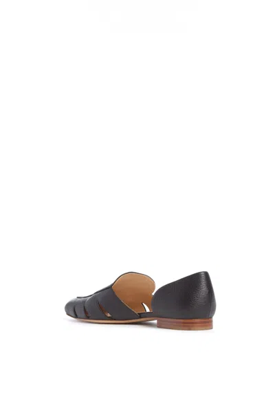 Gabriela Hearst Rory Flat Shoe In Black Textured Leather In Black