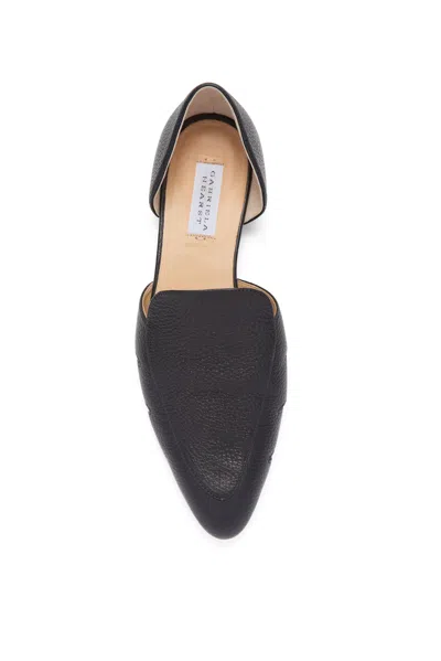 Gabriela Hearst Rory Flat Shoe In Black Textured Leather In Black