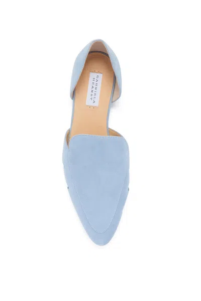 Gabriela Hearst Rory Suede Ballerina Loafers In Stone Blue