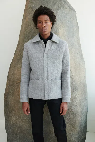 Gabriela Hearst Skye Paddock Jacket In Light Grey Melange Cashmere Linen In Light Grey Melange