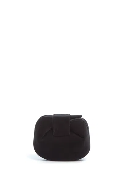 Gabriela Hearst Soft Demi Clutch In Black Cotton Velvet In Black