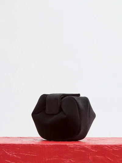 Gabriela Hearst Soft Demi Clutch In Black Cotton Velvet In Black