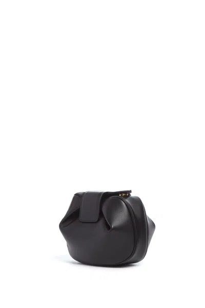 Gabriela Hearst Soft Demi Clutch With Chain In Black Nappa Leather In Black