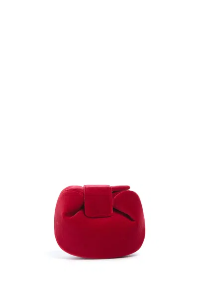 Gabriela Hearst Soft Demi Clutch In Scarlet Red Cotton Velvet In Scarlet Red