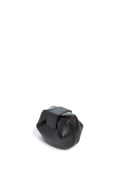 Gabriela Hearst Soft Demi Clutch With Chain In Black Nappa Leather In Black