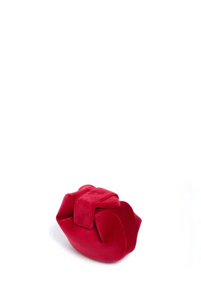 Gabriela Hearst Soft Demi Clutch In Scarlet Red Cotton Velvet In Scarlet Red