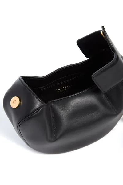Gabriela Hearst Soft Demi Clutch With Chain In Black Nappa Leather In Black