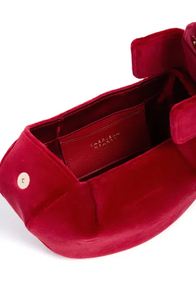 Gabriela Hearst Soft Demi Clutch In Scarlet Red Cotton Velvet In Scarlet Red