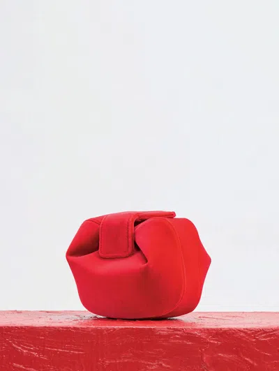 Gabriela Hearst Soft Demi Clutch In Scarlet Red Cotton Velvet In Scarlet Red