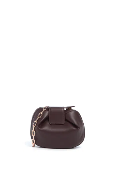 Gabriela Hearst Soft Demi Clutch With Chain In Bordeaux Nappa Leather In Bordeaux