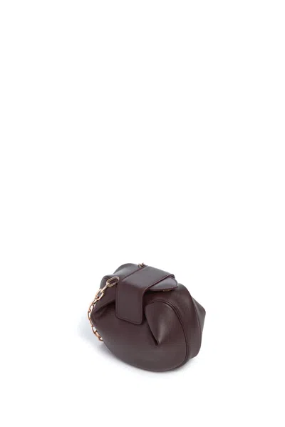 Gabriela Hearst Soft Demi Clutch With Chain In Bordeaux Nappa Leather In Bordeaux