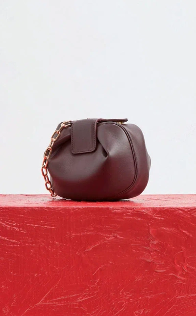 Gabriela Hearst Soft Demi Clutch With Chain In Bordeaux Nappa Leather In Bordeaux