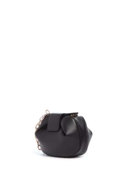 Gabriela Hearst Soft Demi Clutch With Chain In Black Nappa Leather In Black