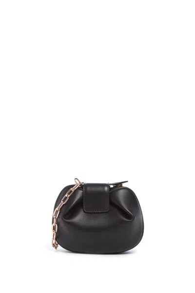 Gabriela Hearst Soft Demi Clutch With Chain In Black Nappa Leather In Black
