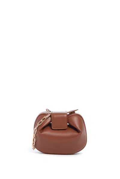 Gabriela Hearst Soft Demi Clutch With Chain In Cognac Nappa Leather In Cognac