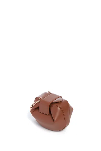Gabriela Hearst Soft Demi Clutch With Chain In Cognac Nappa Leather In Cognac