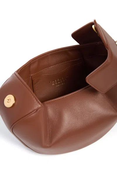 Gabriela Hearst Soft Demi Clutch With Chain In Cognac Nappa Leather In Cognac