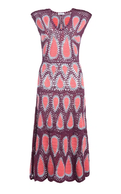 Gabriela Hearst Waldman Crochet Dress In Italian Plum Wool Cashmere In Italian Plum
