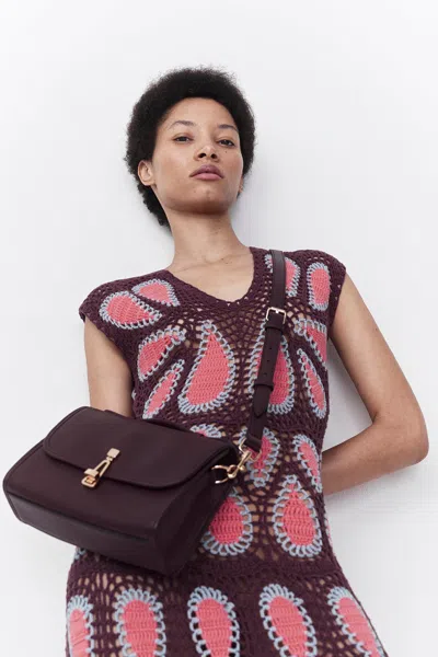 Gabriela Hearst Waldman Crochet Dress In Italian Plum Wool Cashmere In Italian Plum