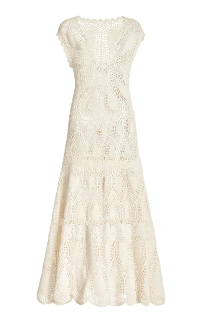 Gabriela Hearst Waldman Crochet Wool And Cashmere Maxi Dress In Ivory