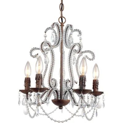 Af Lighting Beloved Mini Chandelier, 5-60w Candle Bulbs, 17"hx15"w, Hardwire Option