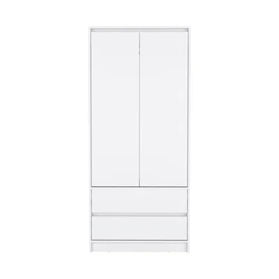 DEPOT E-SHOP DEPOT E-SHOP PALMER 2 DRAWERS ARMOIRE, WARDROBE CLOSET WITH HANGING ROD, WHITE 
