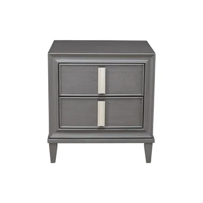 Alpine Furniture Lorraine 2 Drawer Nightstand, Dark Grey