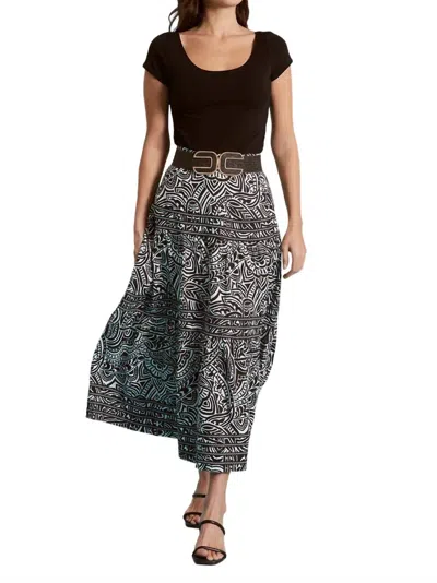 Tyler Boe Daphine Linen Graphic Paisley Skirt In Black In Black