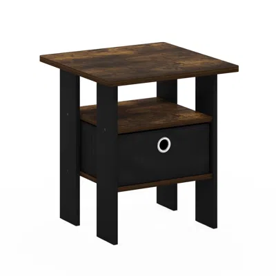 Furinno Andrey End Table Nightstand With Bin Drawer, Amber Pine/brown