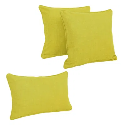 Blazing Needles Double-corded Solid Outdoor Spun Polyester Throw Pillows With Inserts (set Of 3), Lime