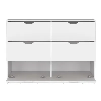 Depot E-shop Houma 4 Drawer Dresser With 2 Lower Cabinets, Drawer Chest, White
