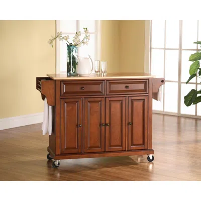 Crosley Furniture Full Size Wood Top Kitchen Cart Cherry/natural