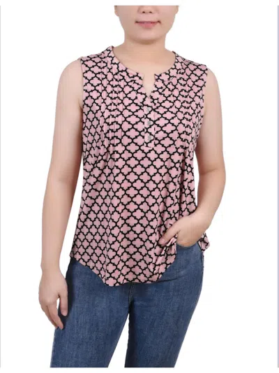 Ny Collection Women's Sleeveless Knit Y-neck Top In Pink
