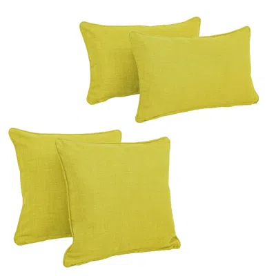 Blazing Needles Double-corded Solid Outdoor Spun Polyester Throw Pillows With Inserts (set Of 4), Lime