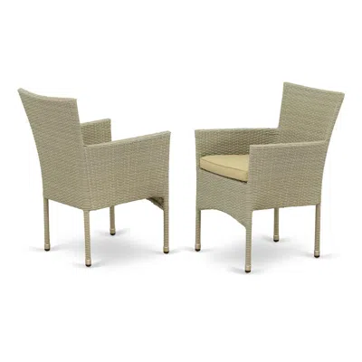 East West Furniture Wicker Patio Chair Natural Linen, Bklc103a
