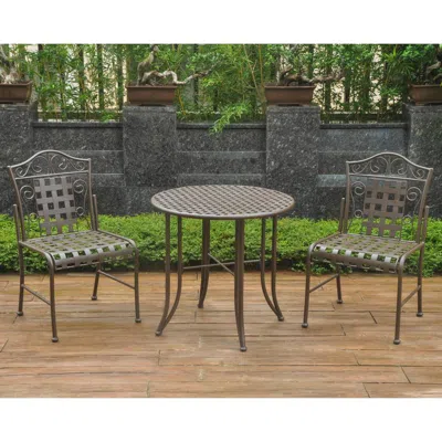 International Caravan Set Of Three Mandalay Iron Bistro Set