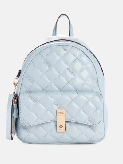 Guess Factory Vandemark Quilted Logo Backpack In Blue