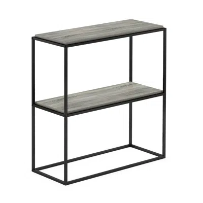 Furinno Moretti Modern Lifestyle Wide Stackable Shelf, 2-tier, French Oak Grey