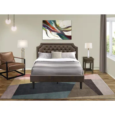 East West Furniture Gb25q-1de07 2-piece Platform Queen Bed Set With Bed And 1 Distressed Jacobean Nightstand - Dark Brow
