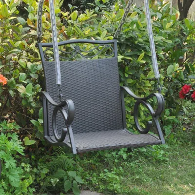 International Caravan Resin Wicker/steel Hanging Chair Swing