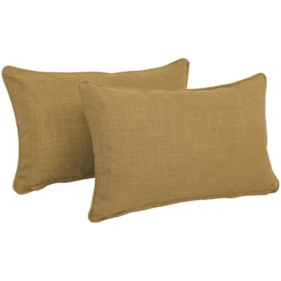 Blazing Needles 20-inch By 12-inch Double-corded Solid Outdoor Spun Polyester Back Support Pillows With Inserts (set