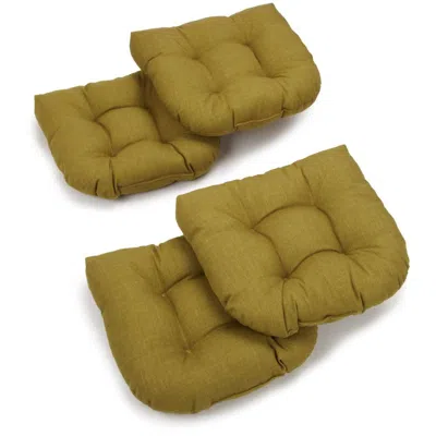 Blazing Needles 19-inch U-shaped Spun Polyester Outdoor Tufted Dining Chair Cushions (set Of 4)