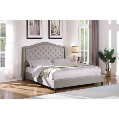 Best Master Furniture Best Master Myrick Fabric Upholstered Tufted East King Platform Bed In Gray