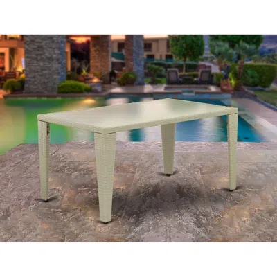 East West Furniture Wicker Patio Table Natural Linen, Gultg03