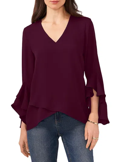 Vince Camuto Womens Chiffon V-neck Blouse In Multi