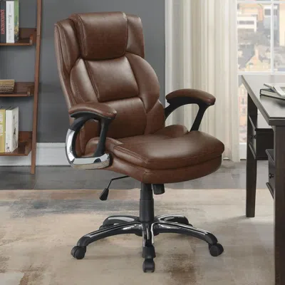 Coaster Co. Of America Nerris Adjustable Height Office Chair With Padded Arm Brown And Black