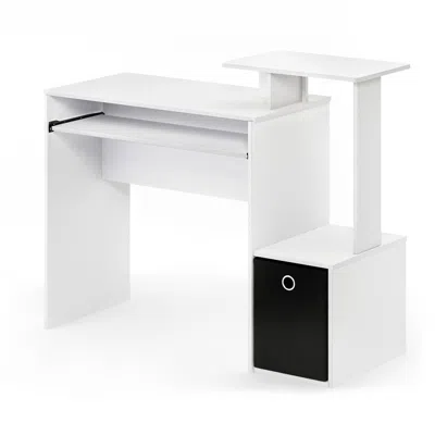 Furinno Econ Multipurpose Home Office Computer Writing Desk W/bin, White/black, 12095wh/bk