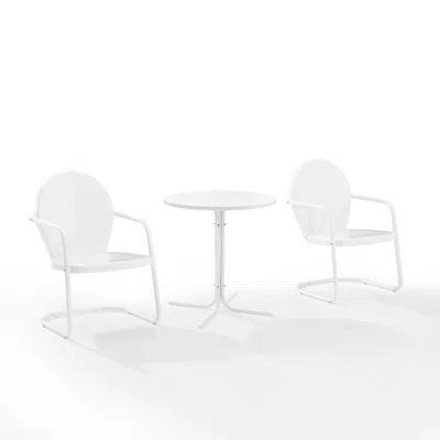 Crosley Furniture Griffith 3pc Outdoor Metal Bistro Set White Gloss/white Satin - Bistro Table & 2 Chairs