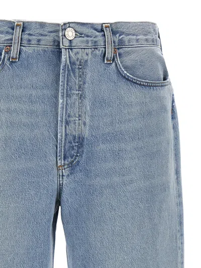 Agolde Light Blue Straight Boyfriend Jeans In Denim